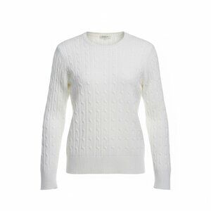 Vintage 90s Coastal Grandma white crew neck cable knit sweater from St Johns Bay